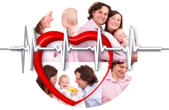 Plano de saúde familiar: foto de família sobreposta por um coração
